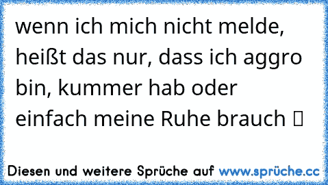 ♥ wenn ich mich nicht melde, heißt das nur, dass ich aggro bin, kummer hab oder einfach meine Ruhe brauch ツ