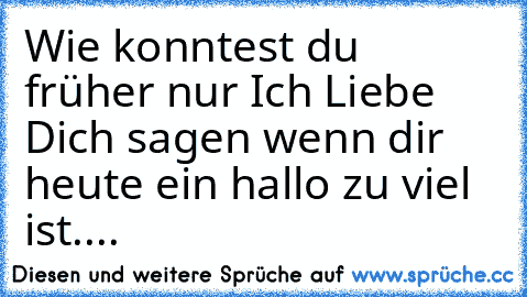 ♥Wie konntest du früher nur Ich Liebe Dich sagen wenn dir heute ein hallo zu viel ist....♥