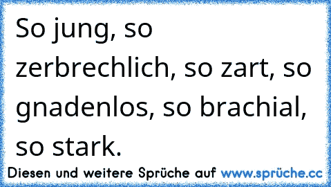 ♥♥♥ So jung, so zerbrechlich, so zart, so gnadenlos, so brachial, so stark. ♥♥♥